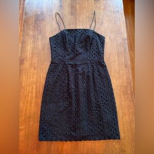 Banana Republic Womens Dress sz 6p Black Textured Lightweight Lined Thin Strap